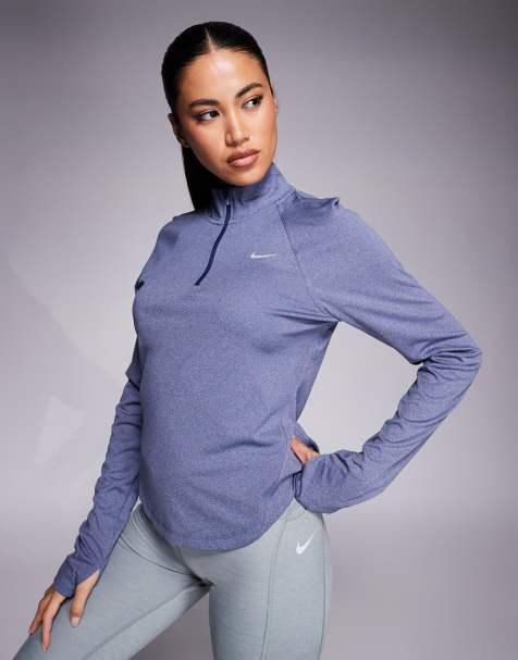 Top azul de manga larga con media cremallera Tempo Dri-FIT de Nike Running - view 1