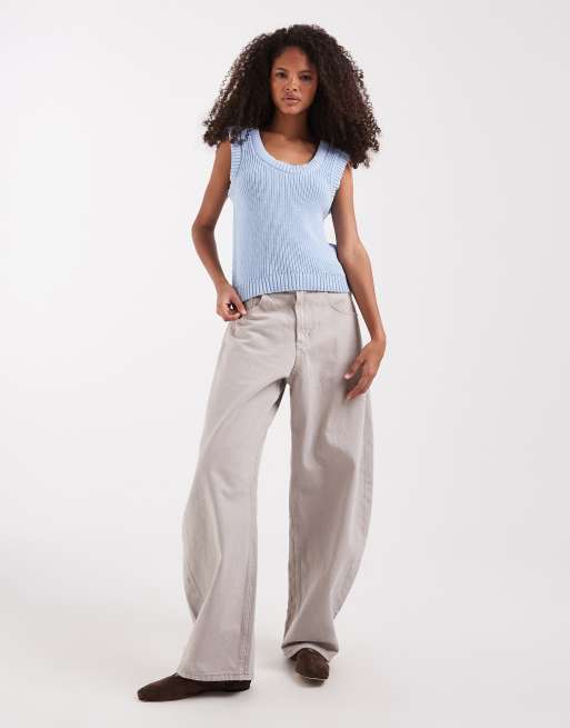 Top azul de tirantes con cuello ancho de punto de ASOS DESIGN, 3 de 4