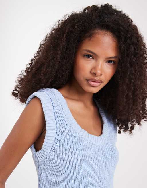 Top azul de tirantes con cuello ancho de punto de ASOS DESIGN, 4 de 4