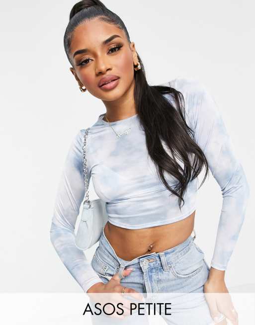 Top azul efecto tie dye ajustado de ASOS DESIGN Petite