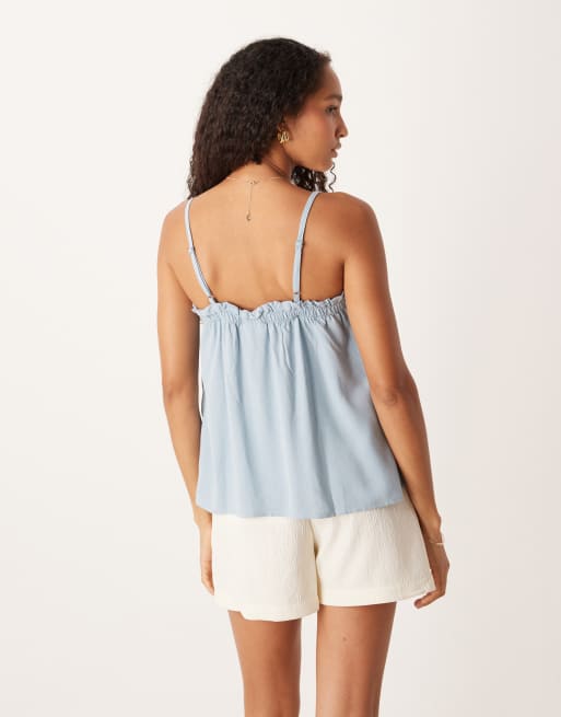 Top azul empolvado de tirantes y corte trapecio de ASOS DESIGN, 4 de 4