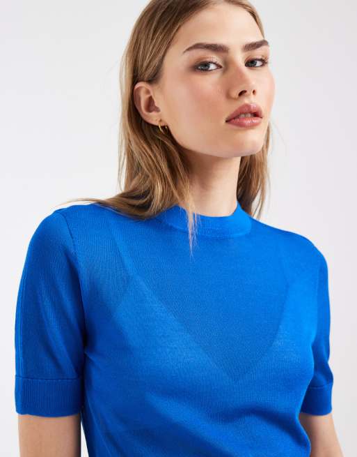 Top azul luminoso transparente de punto ligero de & Other Stories, 3 de 4