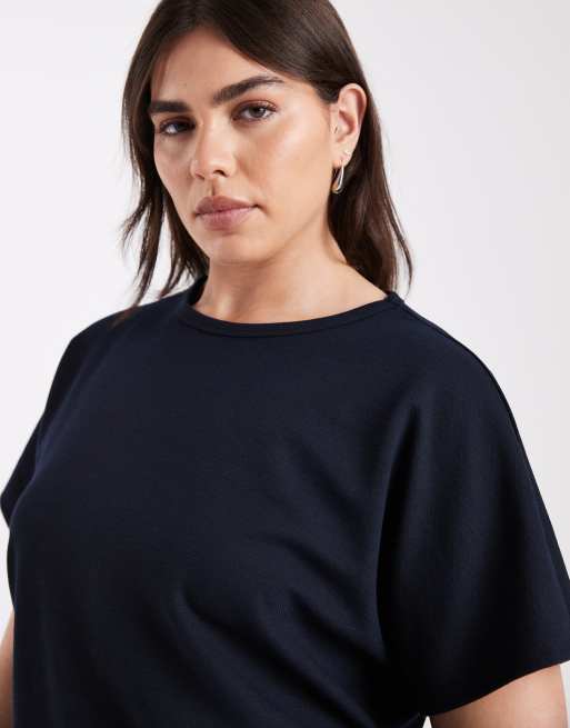 Top azul marino con detalle fruncido de ONLY Curve (parte de un conjunto), 3 de 4