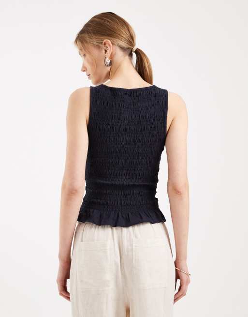 Top azul marino fruncido sin mangas de ONLY, 3 de 4