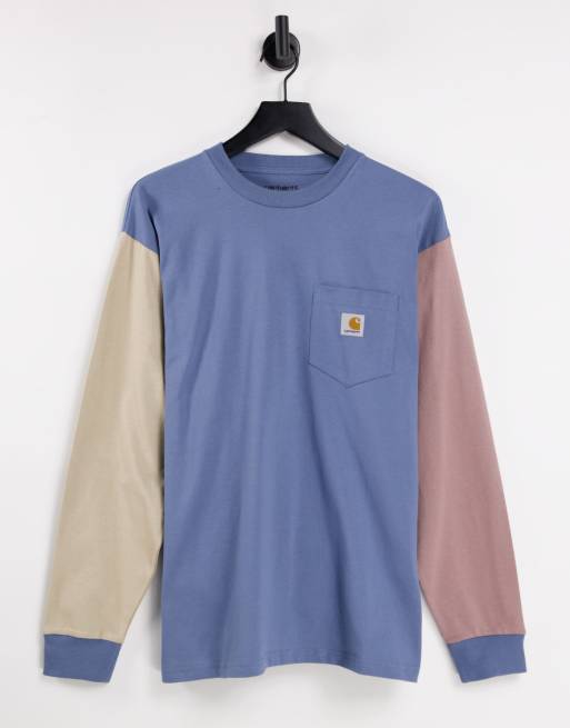 Top azul multicolor de manga larga con bolsillo triple de Carhartt WIP