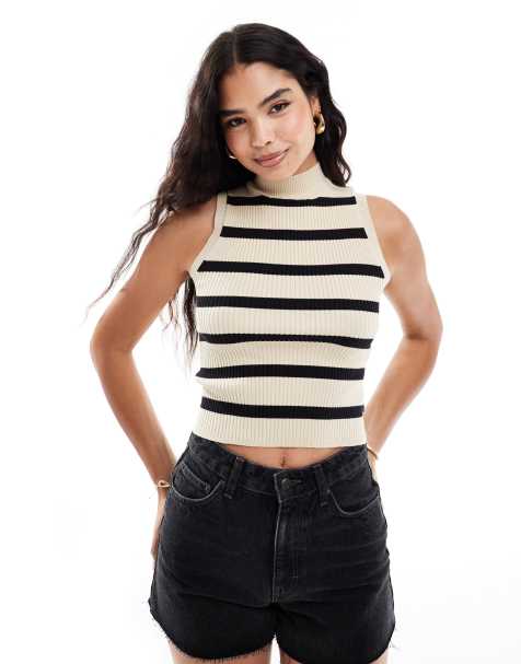 Top beis a rayas sin mangas de corte slim con cuello alto Tulip de Levi's - view 1