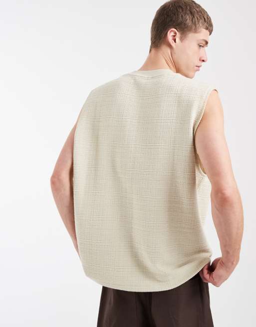 Top beis extragrande sin mangas de tejido grueso texturizado de ASOS DESIGN, 4 de 5