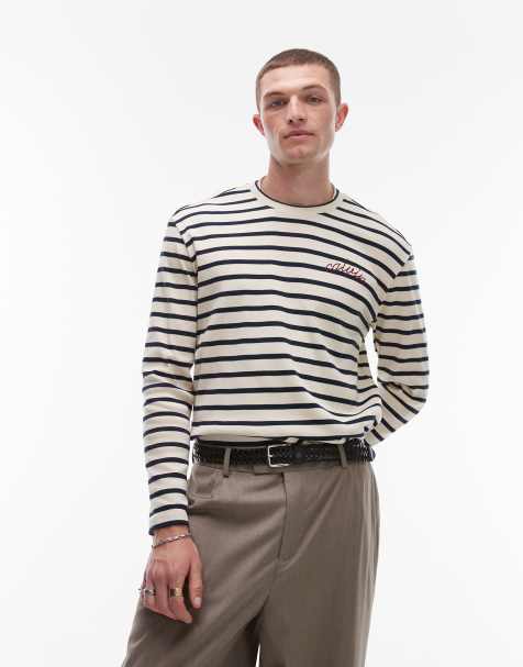 Top blanco a rayas de manga larga con bordado de Calvin Klein Jeans - view 1
