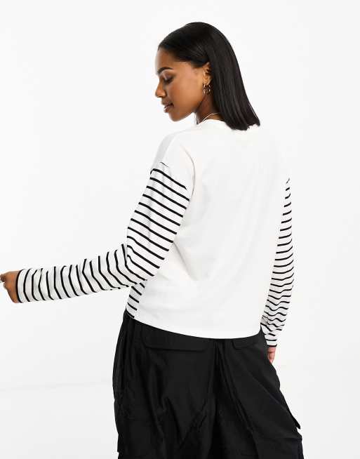 Top blanco a rayas negras de JDY, 4 de 4