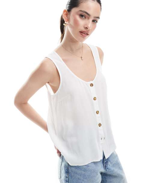 Top blanco abotonado sin mangas de Vero Moda - view 1