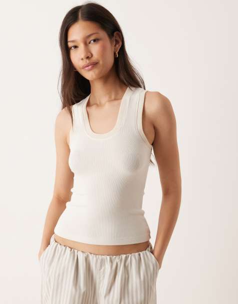 Top blanco asilo de tirantes Longer Days de Free People - view 1