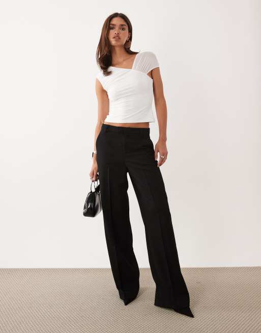 Top blanco ceñido con hombro de malla de ASOS DESIGN, 2 de 4