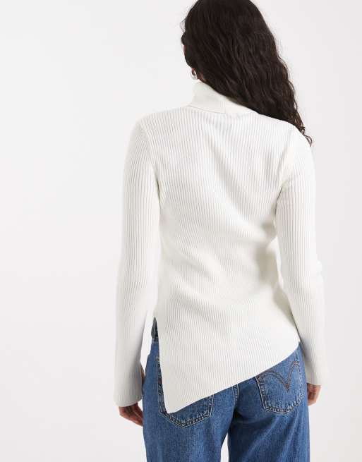 Top blanco con cuello alto de canalé de ASOS DESIGN, 4 de 4