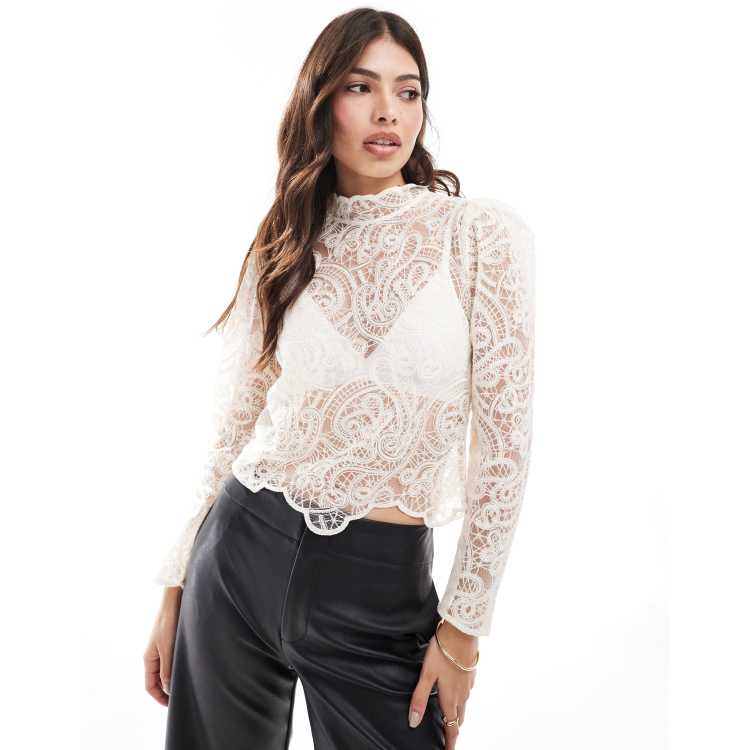 Crop Top Camisa Blanca Cuello Tortuga Blusas Blancas Cuello Alto