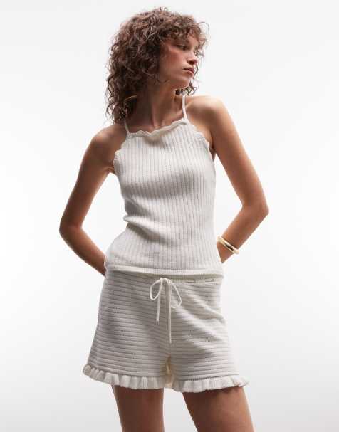 Top blanco con cuello halter de croché de Monki (parte de un conjunto) - view 1