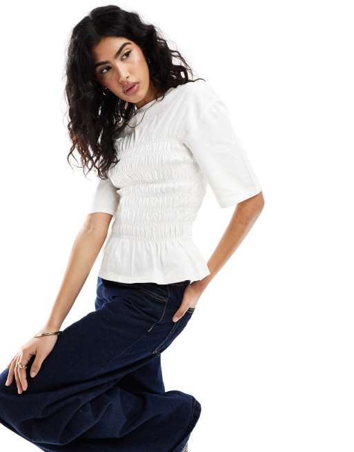 Top blanco con detalle fruncido estilo corsé de & Other Stories