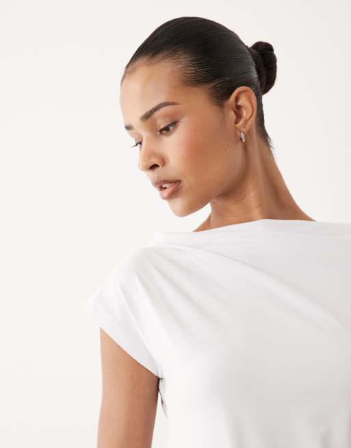 Top blanco con escote Bardot Georgie de Cotton On, 3 de 4