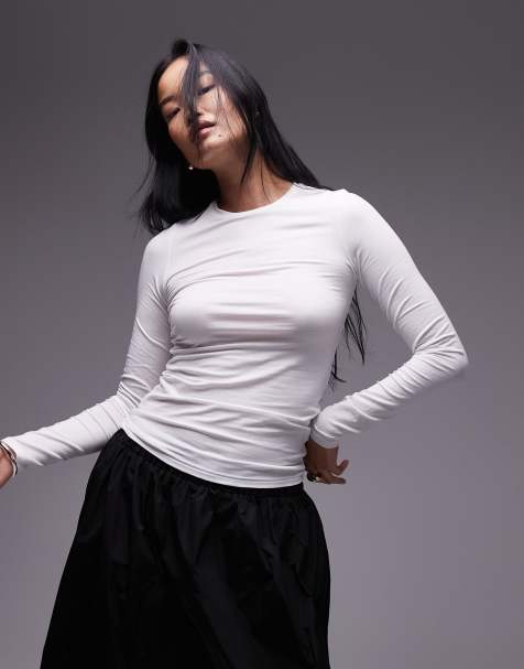 Top blanco de corte slim y manga larga de tejido muy suave de ARKET - view 1