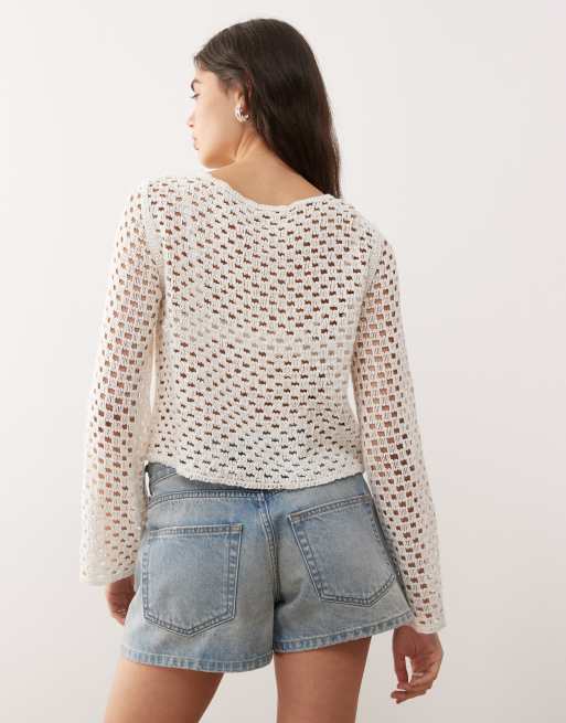 Top blanco de croché calado de Monki, 3 de 4