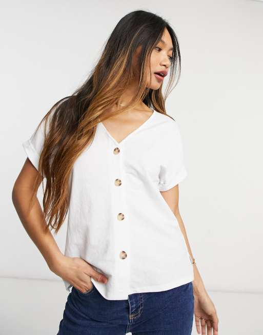 Top blanco de Manga corta de piqué de Warehouse