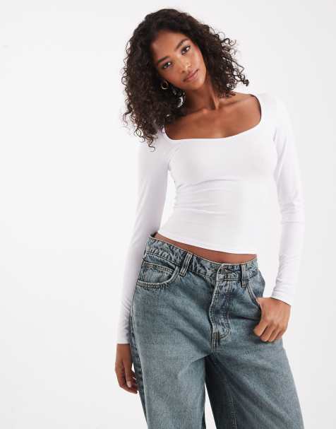 Top blanco de manga larga con cuello de pico Eden de Cotton On - view 1