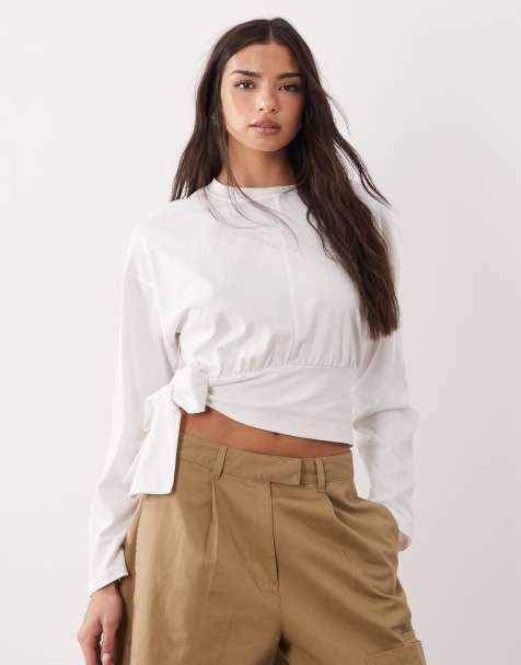 Top blanco de manga larga con detalle colgante de ASOS DESIGN - view 1