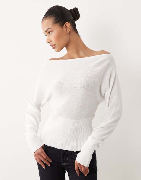 Top blanco de manga murciélago larga de punto de Cotton On - view 1