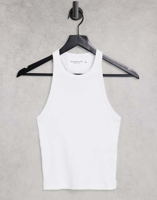 Top blanco de tirantes con espalda de nadadora de Abercrombie & Fitch