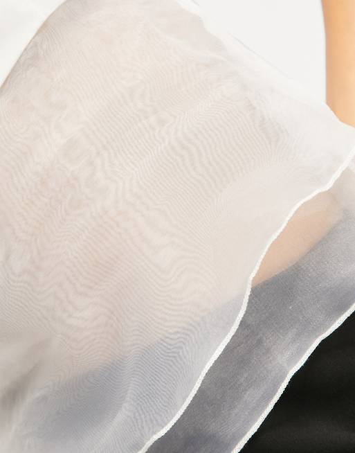 Top blanco de tirantes de mezcla de satén y organza de ASYOU, 2 de 4