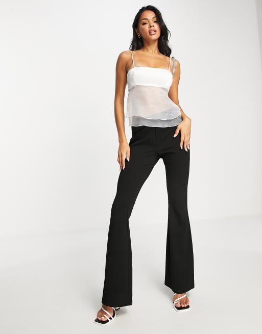 Top blanco de tirantes de mezcla de satén y organza de ASYOU, 4 de 4