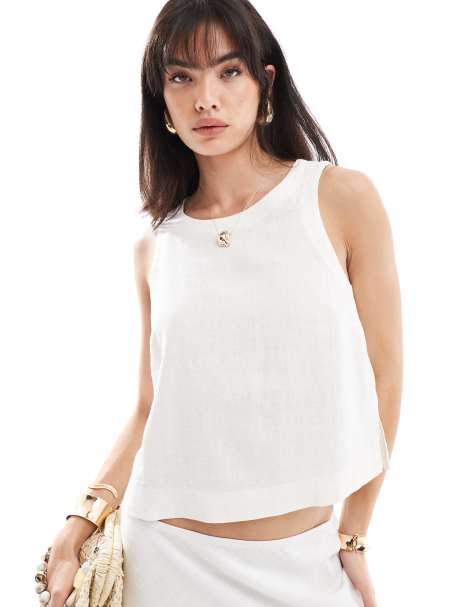 Top blanco elegante de tejido efecto lino de New Look - view 1