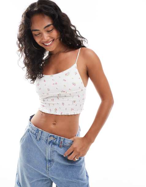 Top blanco fruncido de tirantes con estampado floral vintage Chloe de Cotton On - view 1