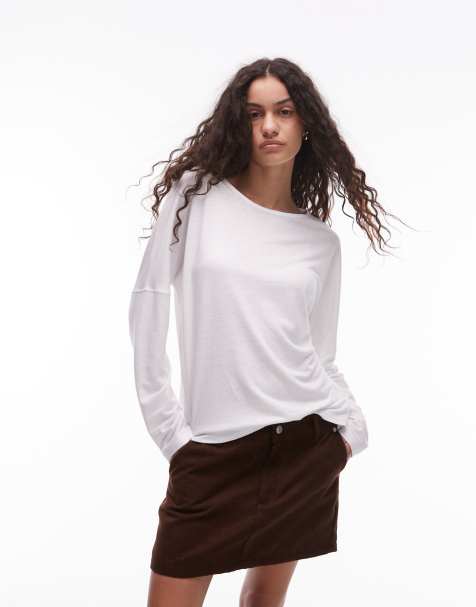 Top blanco holgado de manga larga con detalle de costuras de mezcla de lino de ARKET - view 1