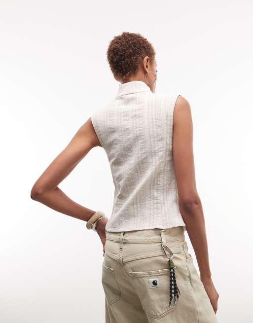 Top blanco hueso a rayas con diseño teñido Emy de Weekday, 4 de 4