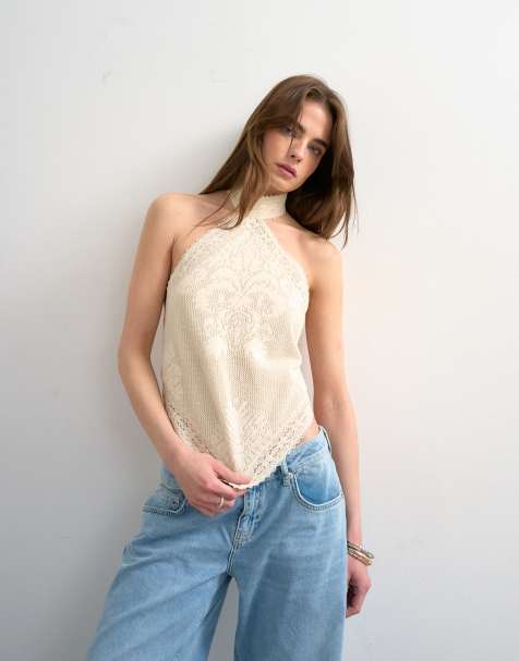 Top blanco hueso estilo pañuelo de punto de Topshop - view 1
