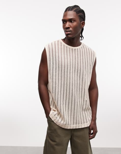 Top blanco hueso extragrande sin mangas con textura acanalada de ASOS DESIGN - view 1