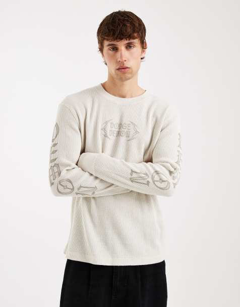 Top blanco hueso térmico de manga larga con estampado gráfico de Hollister - view 1