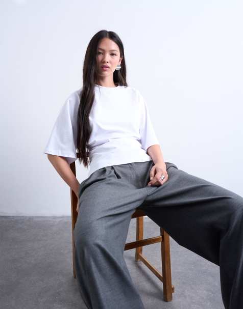 Top blanco marfil con cintura ceñida y mangas raglán de Topshop - view 1
