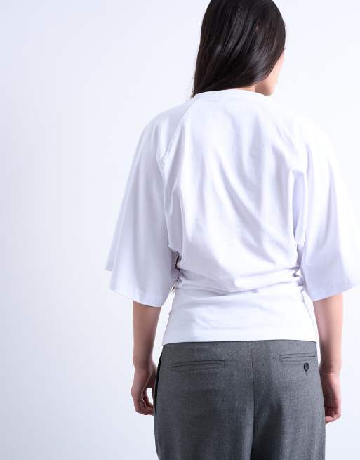 Top blanco marfil con cintura ceñida y mangas raglán de Topshop, 4 de 4