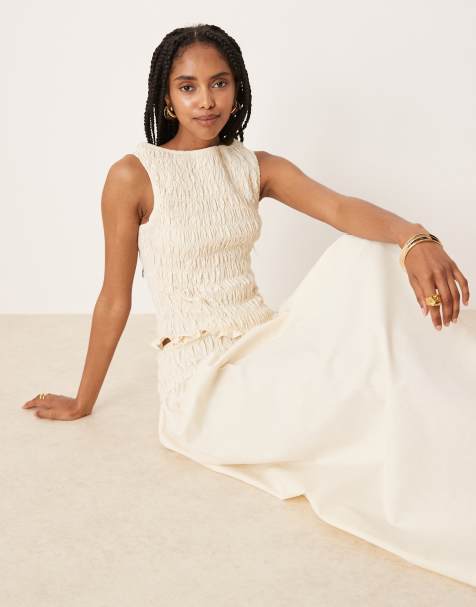 Top blanco marfil fruncido sin mangas de ASOS DESIGN - view 1