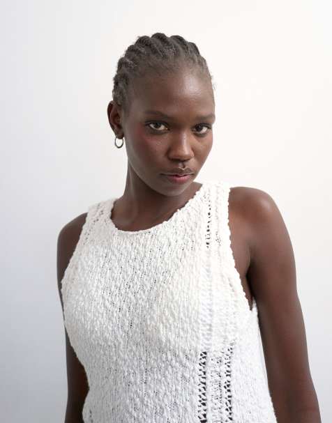 Top blanco marfil sin mangas de punto pointelle de Topshop (parte de un conjunto) - view 1