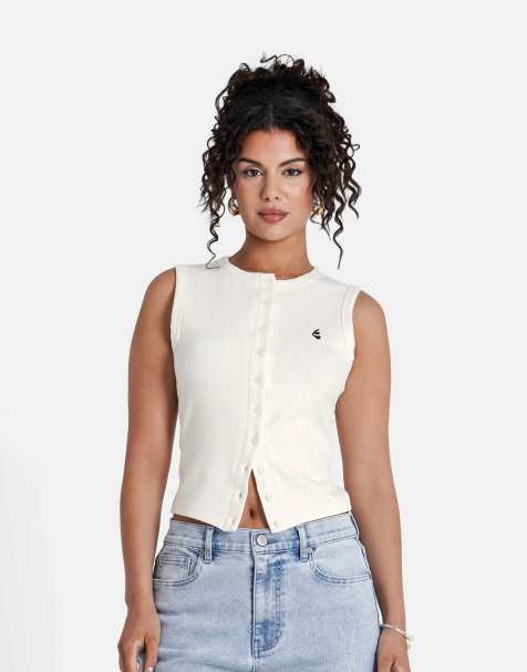 Top blanco sin mangas con botones Heart de Sixth June - view 1