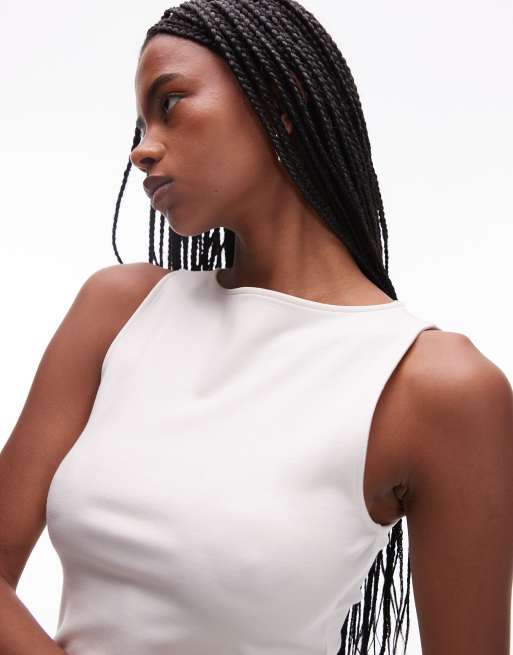 Top blanco sin mangas con cuello barco de punto de & Other Stories, 2 de 4