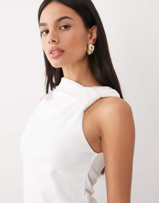 Top blanco sin mangas con detalle asimétrico de nudo de ASOS DESIGN, 4 de 4