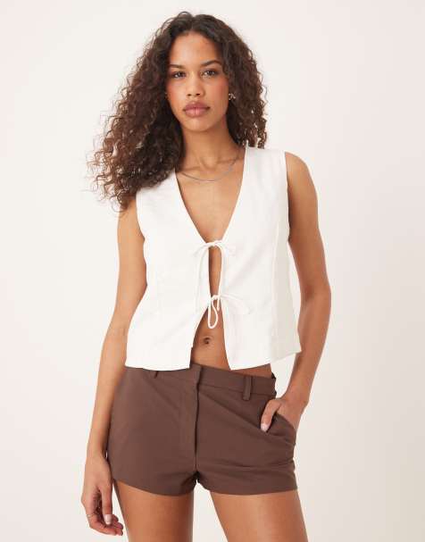 Top blanco sin mangas con lazada delantera de Abercrombie & Fitch - view 1
