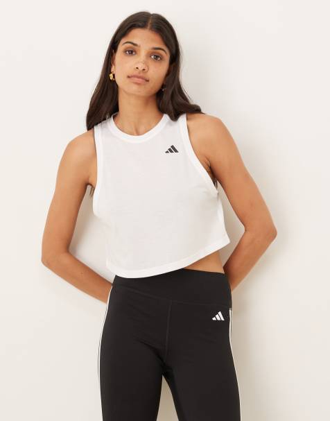 Top blanco sin mangas de corte cuadrado Essentials de adidas Training - view 1