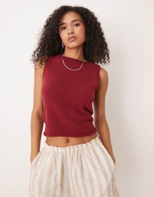 Top burdeos con espalda baja y detalle retorcido de punto de ASOS DESIGN - view 1