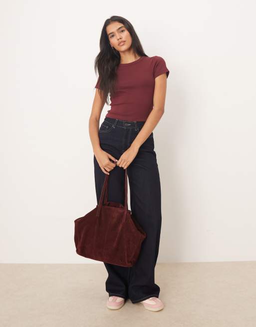 Top burdeos de manga corta y corte slim de Gina Tricot, 2 de 4