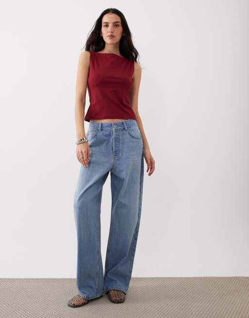 Top burdeos entallado con cuello barco de poliamida de ASOS DESIGN, 2 de 4