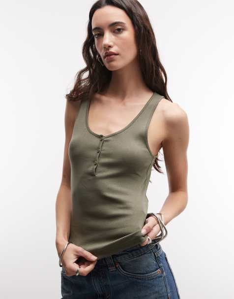 Top caqui sin mangas con cuello panadero de Weekday - view 1